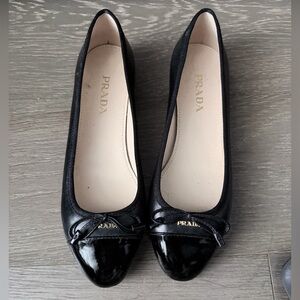 Prada black leather flats